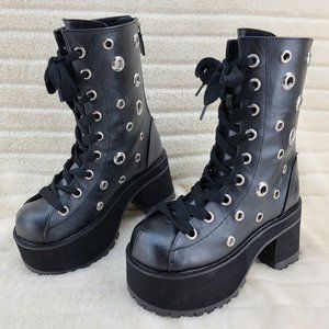 Demonia Ranger Platform Lace-Up Front Ankle Boot
